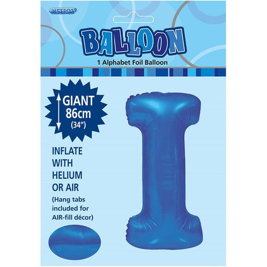 Royal Blue "I" Letter Foil Balloon (86cm) - The Party Marketplace
