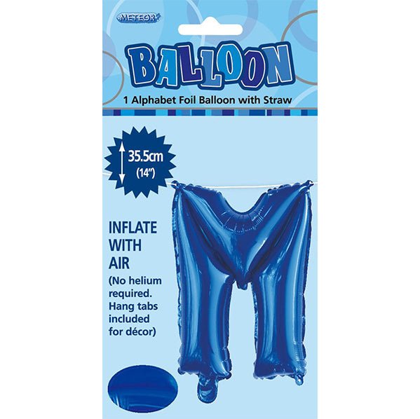 Royal Blue "M" Letter Foil Balloon (35cm) - The Party Marketplace