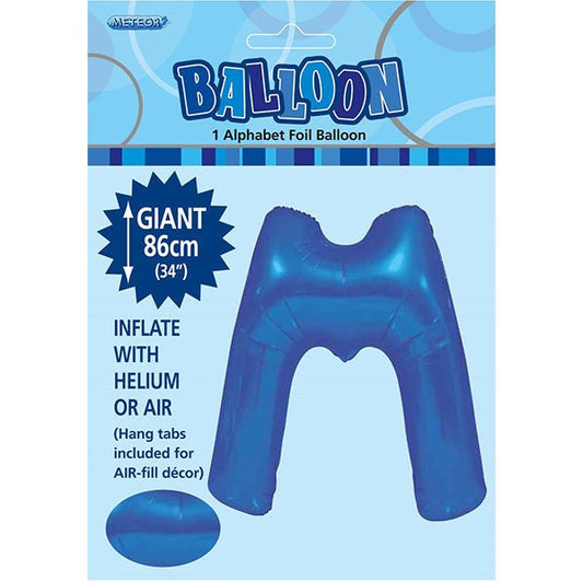 Royal Blue "M" Letter Foil Balloon (86cm) - The Party Marketplace