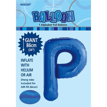 Royal Blue "P" Letter Foil Balloon (86cm) - The Party Marketplace