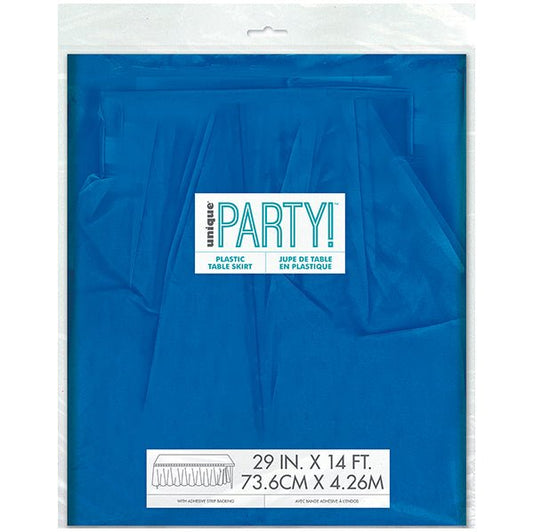 Royal Blue Plastic Tableskirt 73cm x 4.3m - The Party Marketplace