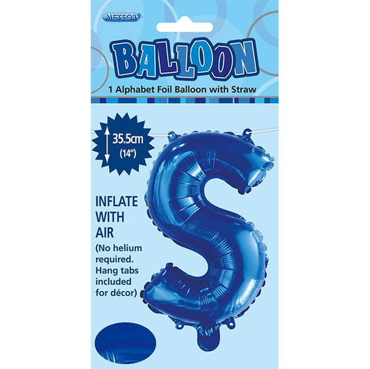 Royal Blue "S" Letter Foil Balloon (35cm) - The Party Marketplace