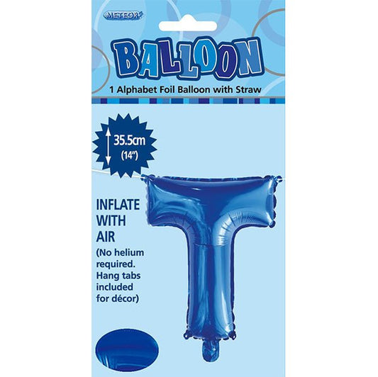 Royal Blue "T" Letter Foil Balloon (35cm) - The Party Marketplace