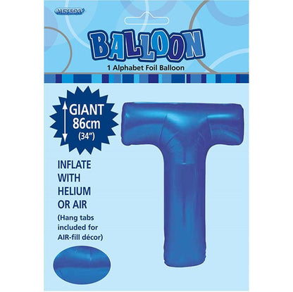 Royal Blue "T" Letter Foil Balloon (86cm) - The Party Marketplace