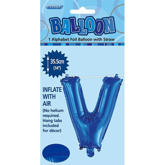 Royal Blue "V" Letter Foil Balloon (35cm) - The Party Marketplace