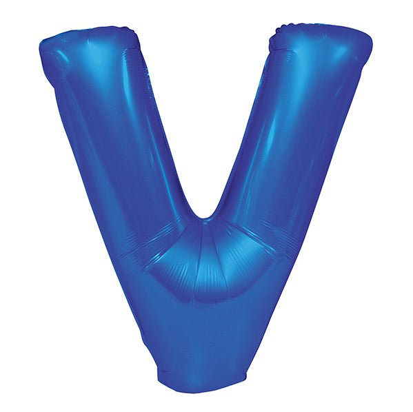 Royal Blue "V" Letter Foil Balloon (86cm) - The Party Marketplace