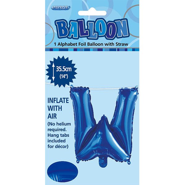 Royal Blue "W" Letter Foil Balloon (35cm) - The Party Marketplace