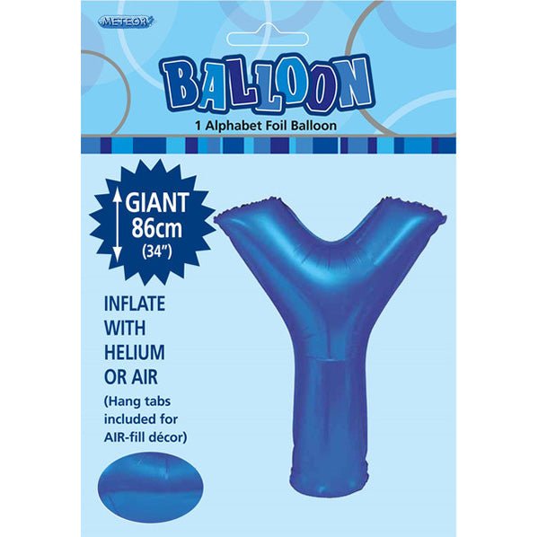 Royal Blue "Y" Letter Foil Balloon (86cm) - The Party Marketplace