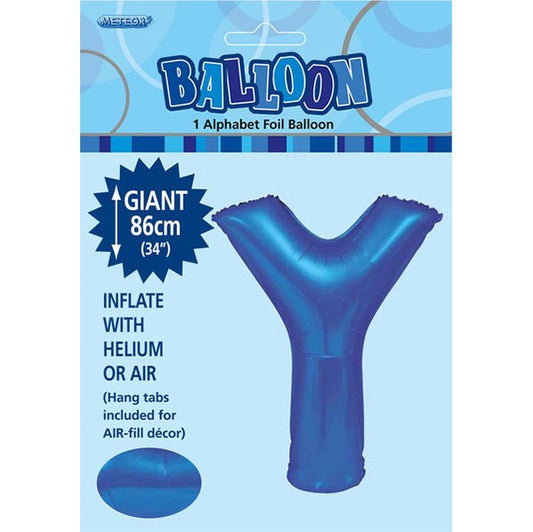 Royal Blue "Y" Letter Foil Balloon (86cm) - The Party Marketplace