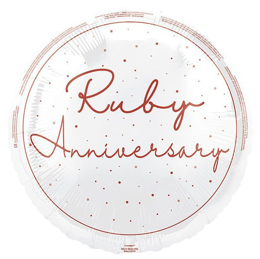 "Ruby Anniversary" Foil Balloon 45cm - The Party Marketplace