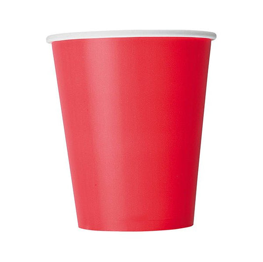 Ruby Red Paper Cups 270ml (Pack of 8) - The Party Marketplace