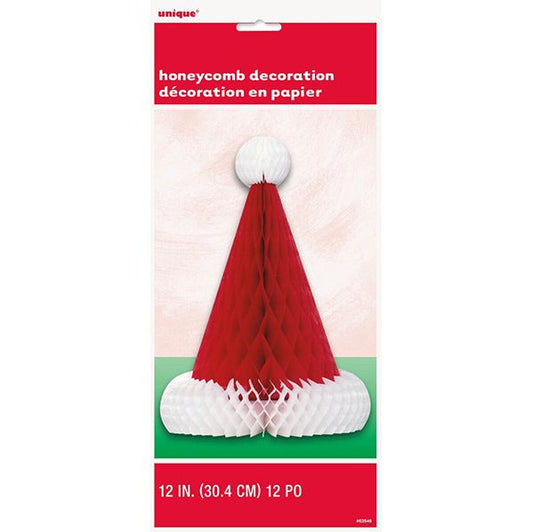 Santa Hat Honeycomb Centrepiece 30cm - The Party Marketplace