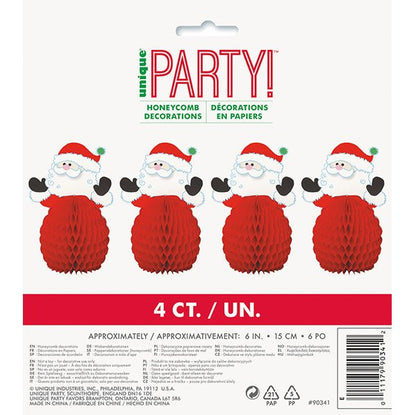 Santa Mini Honeycomb Decorations (Pack of 4) - The Party Marketplace