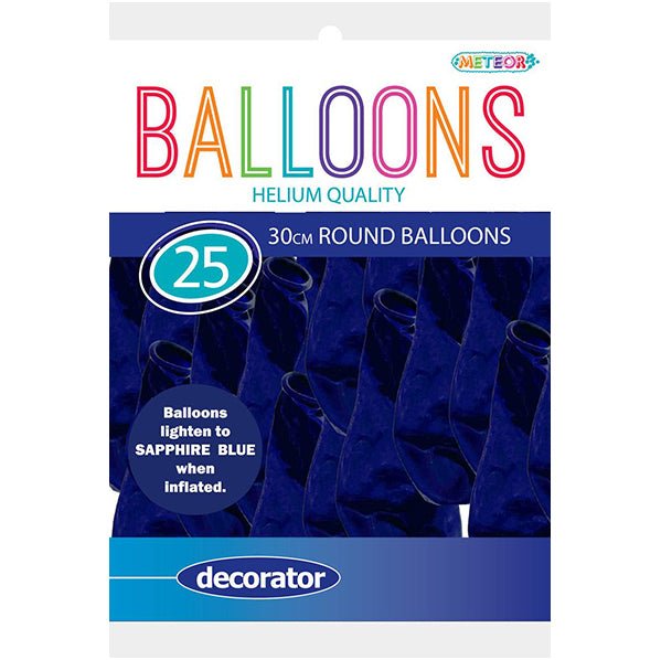 Sapphire Blue Decorator Balloons 30cm (Pack of 25) - The Party Marketplace