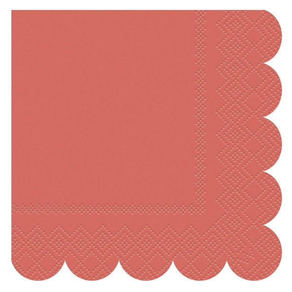 Scalloped Edge Beverage Napkins - Assorted Colours - Brown, Peach & Coral (Pack of 16) - The Party Marketplace