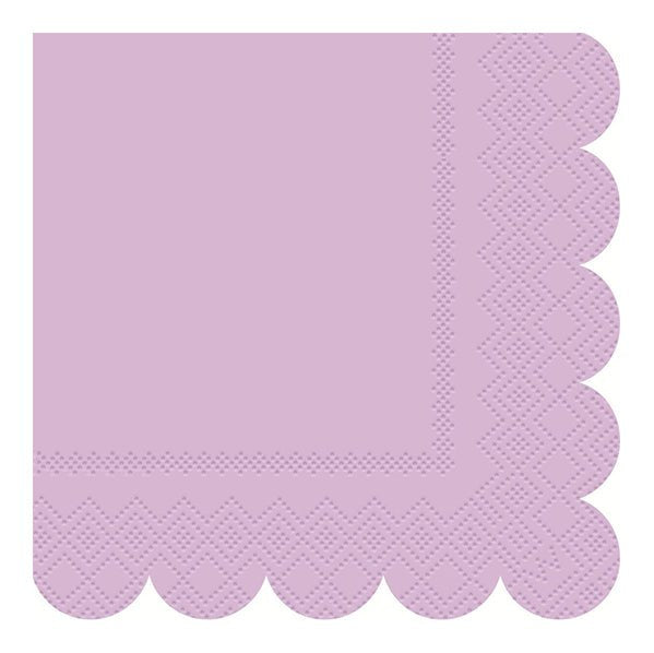 Scalloped Edge Beverage Napkins - Assorted Colours - Lilac, Purple & Pink (Pack of 16) - The Party Marketplace