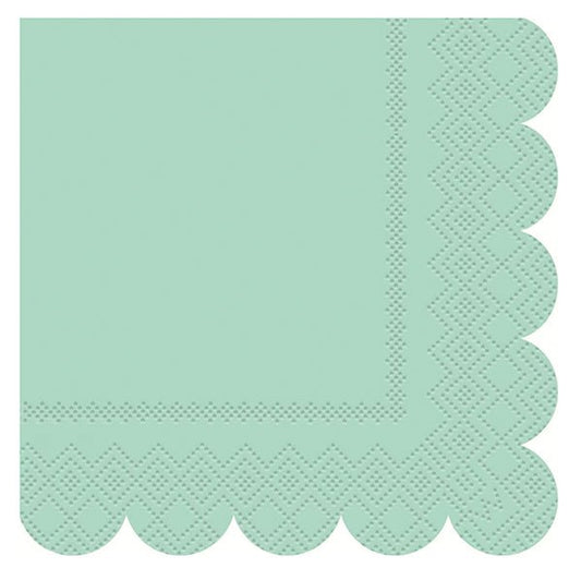 Scalloped Edge Beverage Napkins - Assorted Colours - Mint, Sky Blue & Lapis Blue (Pack of 16) - The Party Marketplace