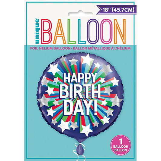 Shooting Star "Happy Birthday" Foil Balloon 45cm - The Party Marketplace