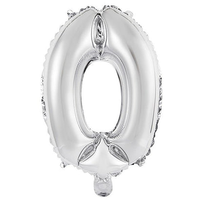 Silver "0" Numeral Foil Balloon (35cm) - The Party Marketplace