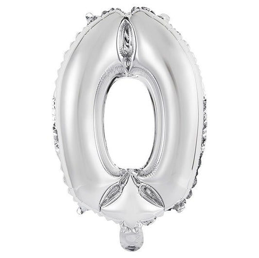 Silver "0" Numeral Foil Balloon (35cm) - The Party Marketplace