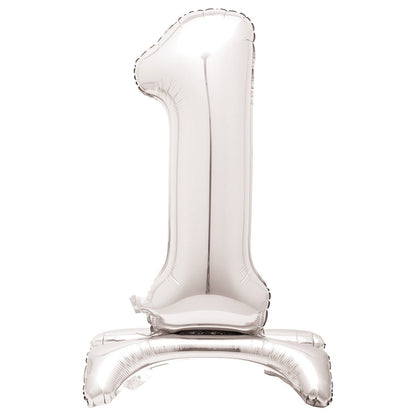 Silver "1" Giant Standing Numeral Foil Balloon (76cm) - The Party Marketplace
