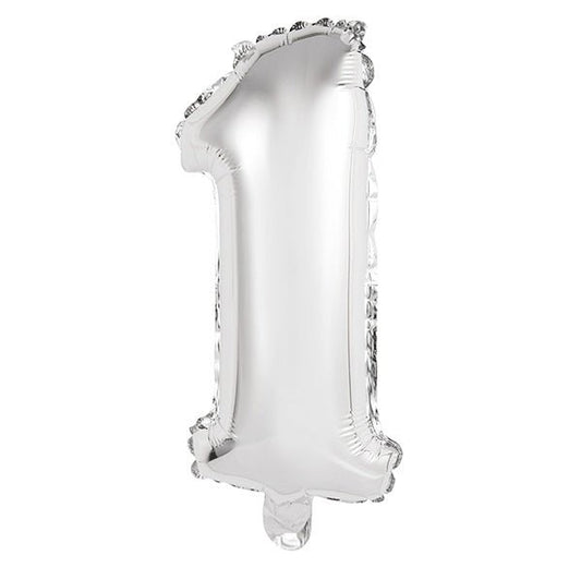 Silver "1" Numeral Foil Balloon (35cm) - The Party Marketplace