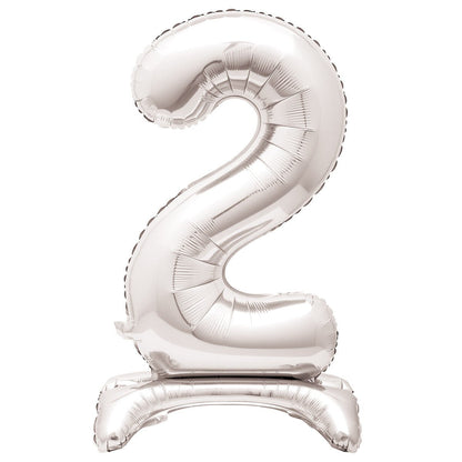 Silver "2" Giant Standing Numeral Foil Balloon (76cm) - The Party Marketplace