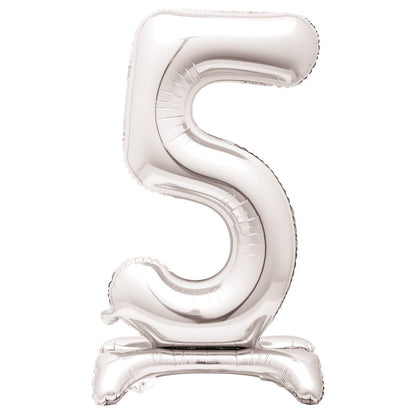 Silver "5" Giant Standing Numeral Foil Balloon (76cm) - The Party Marketplace