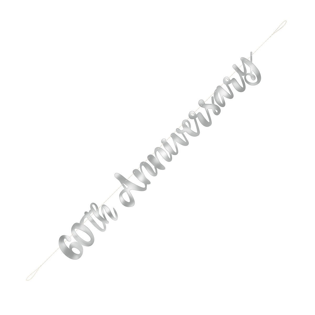 Silver "60th Anniversary" Jointed Banner - 1.82m - The Party Marketplace