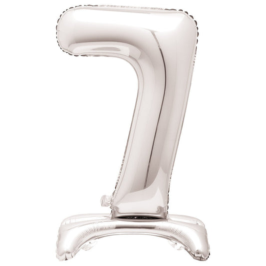 Silver "7" Giant Standing Numeral Foil Balloon (76cm) - The Party Marketplace