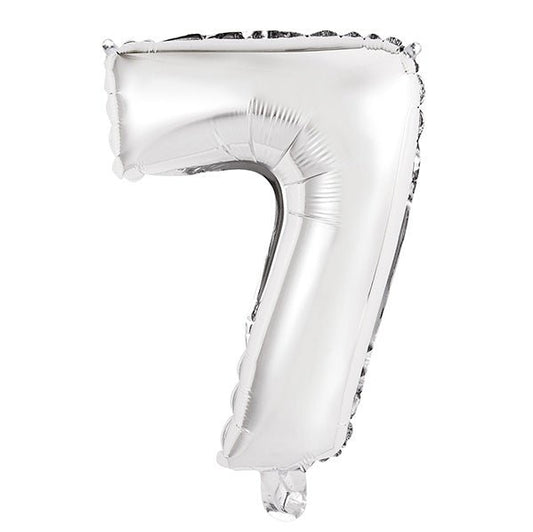 Silver "7" Numeral Foil Balloon (35cm) - The Party Marketplace