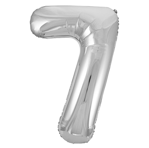 Silver "7" Numeral Foil Balloon (86cm) - The Party Marketplace