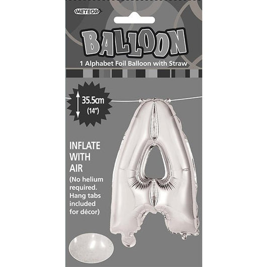 Silver "A" Letter Foil Balloon (35cm) - The Party Marketplace