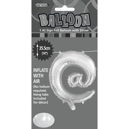 Silver "@" Letter Foil Balloon (35cm) - The Party Marketplace