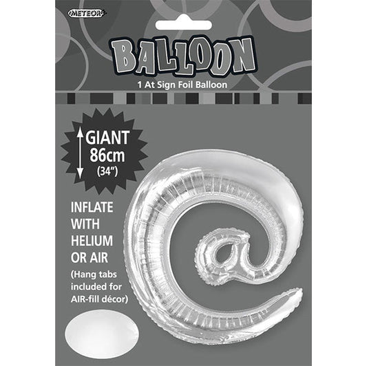 Silver "@" Letter Foil Balloon (86cm) - The Party Marketplace