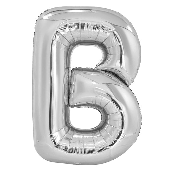 Silver "B" Letter Foil Balloon (86cm) - The Party Marketplace