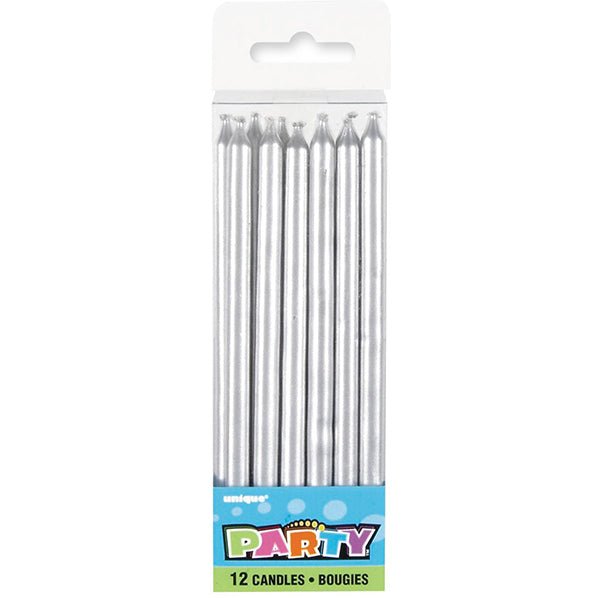 Silver Candles (Pack of 12) - The Party Marketplace