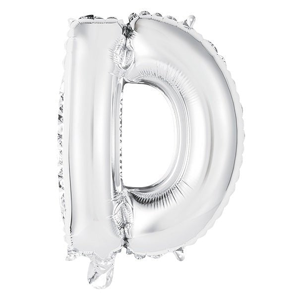 Silver "D" Letter Foil Balloon (35cm) - The Party Marketplace