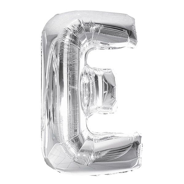 Silver "E" Letter Foil Balloon (86cm) - The Party Marketplace