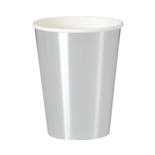 Silver Foil Paper Cups 270ml (Pack of 8) - The Party Marketplace