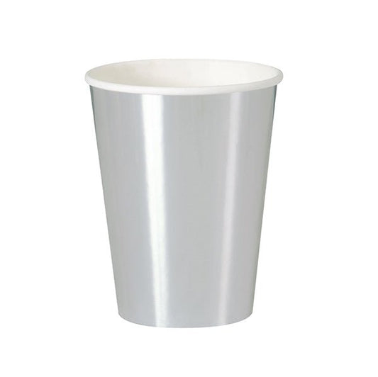 Silver Foil Paper Cups 335ml (Pack of 8) - The Party Marketplace