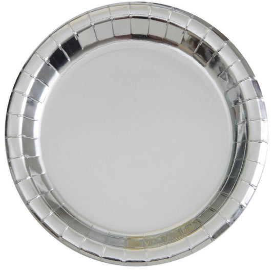 Silver Foil Paper Plates 18cm (Pack of 8) - The Party Marketplace