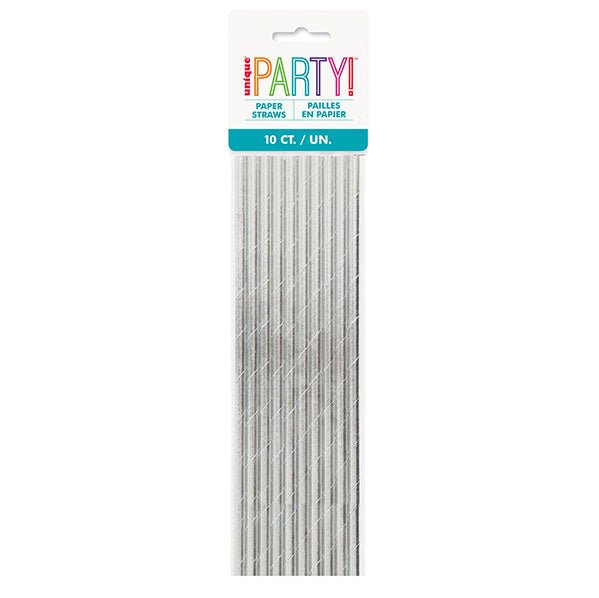 Silver Foil Paper Straws (Pack of 10) - The Party Marketplace