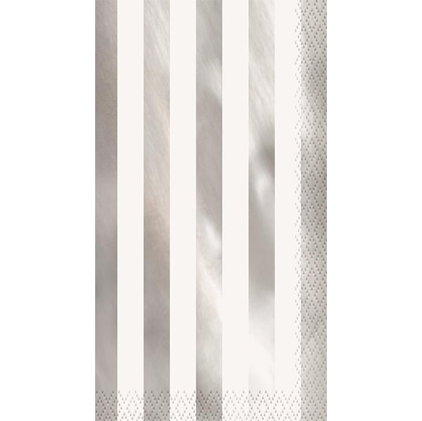 Silver Foil Stripe Guest Napkins (Pack of 16) - The Party Marketplace