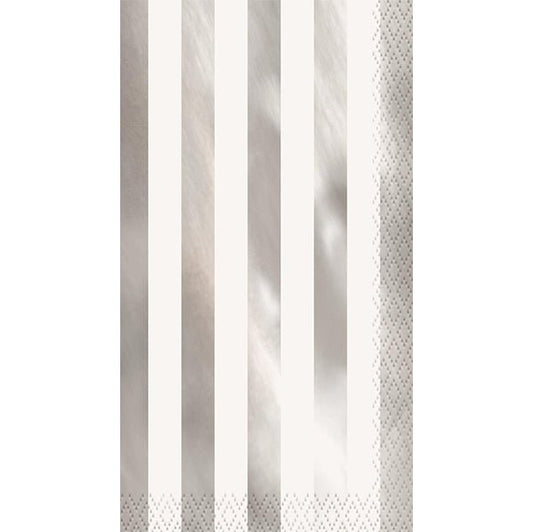 Silver Foil Stripe Guest Napkins (Pack of 16) - The Party Marketplace