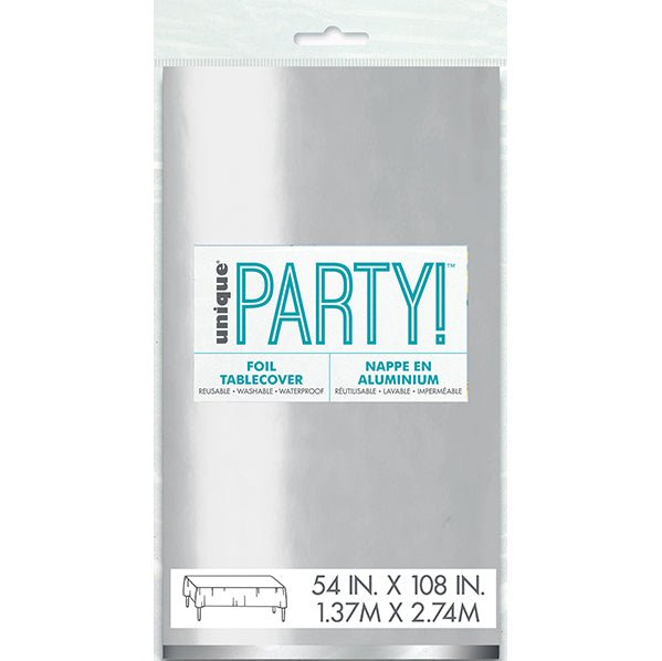 Silver Foil Tablecover 137cm x 274cm - The Party Marketplace