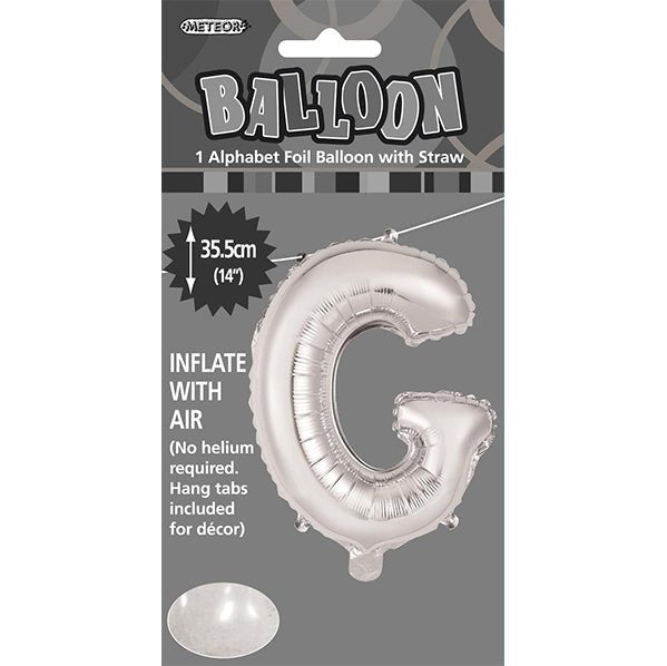 Silver "G" Letter Foil Balloon (35cm) - The Party Marketplace