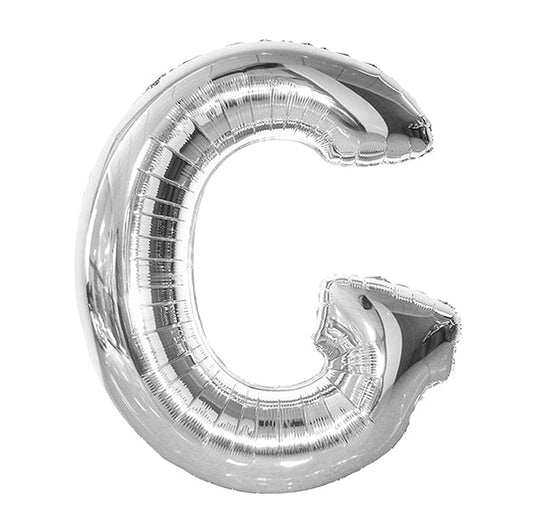 Silver "G" Letter Foil Balloon (86cm) - The Party Marketplace
