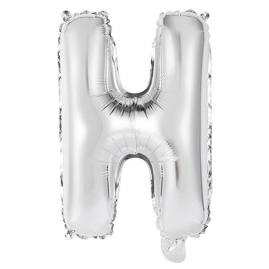 Silver "H" Letter Foil Balloon (35cm) - The Party Marketplace