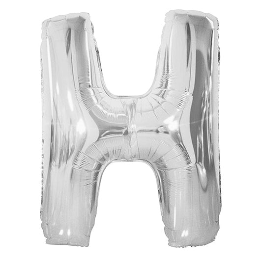 Silver "H" Letter Foil Balloon (86cm) - The Party Marketplace